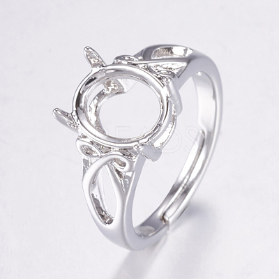 Adjustable Brass Solitaire Ring Settings KK-G330-09P-1