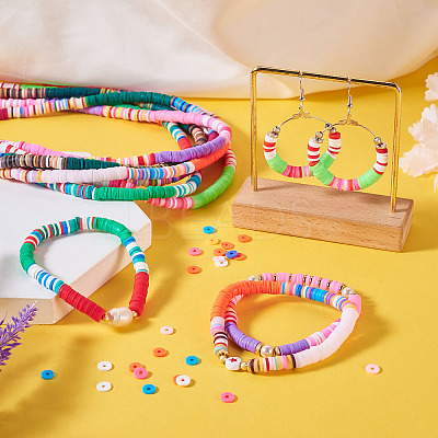 6 Strands 6 Colors Handmade Polymer Clay Bead Strands CLAY-TA0001-39-1