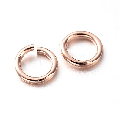 Eco-Friendly PVD Vacuum Plating & Long-Lasting Plated Brass Open Jump Rings KK-E663-4mm-RG-1