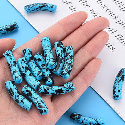 Opaque Spray Painted Acrylic Beads MACR-S372-002F-B07-1