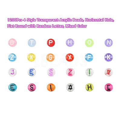 1200Pcs 4 Style Transparent Acrylic Beads TACR-YW0001-25-1