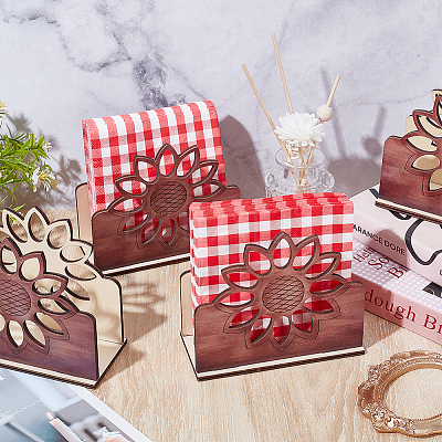4Bags Sunflower Wood Napkin Holder AJEW-GO0004-72-1