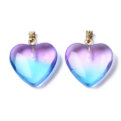 Two Tone Spray Painted Glass Pendants X-GLAA-N035-016-C02-1