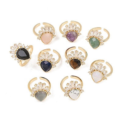 Brass with Mixed Stone Finger Rings GG-CBACC2B-07G-1