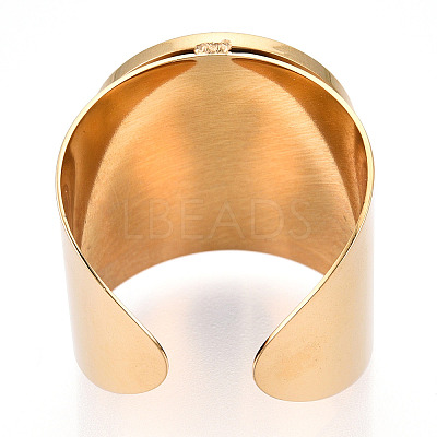 304 Stainless Steel Open Cuff Finger Ring Cabochon Settings STAS-T060-03G-1