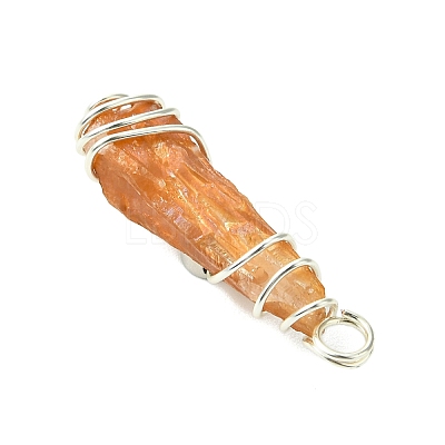 2Pcs Electroplated Natural Quartz Crystal Dyed Copper Wire Wrapped Pendants PALLOY-JF03174-02-1