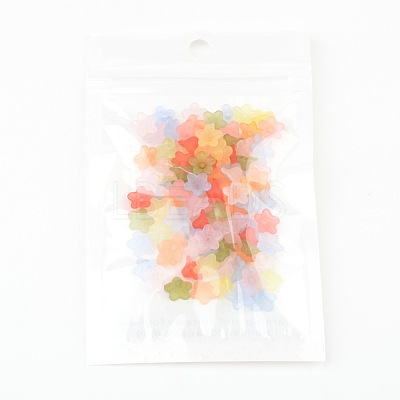 Mixed Color Frosted Transparent Acrylic Flower Beads X-M-PL554-1