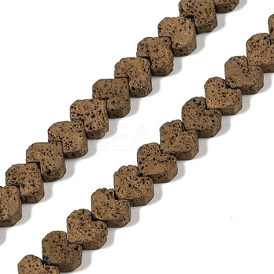 Electroplated Natural Lava Rock Beads Strands G-Q1009-G01-02H-1