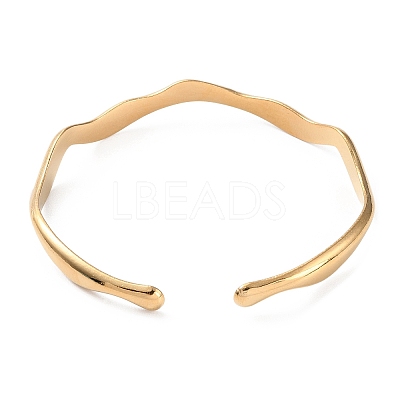 304 Stainless Steel Twist Wave Cuff Bangles BJEW-F457-20G-1