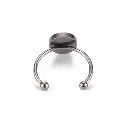 Tarnish Resistant 201 Stainless Steel Cuff Pad Ring Settings STAS-S080-042C-P-1