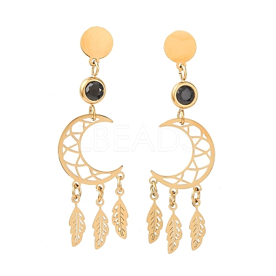 304 Stainless Steel Dangle Stud Earrings EJEW-F393-08G-1