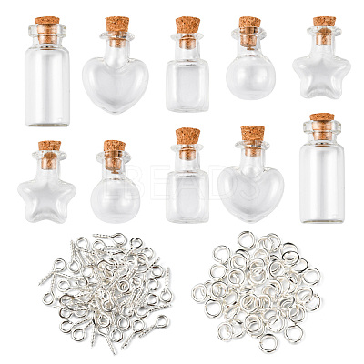 10Pcs 5 Styles Glass Wishing Bottle CON-FS0001-03-1