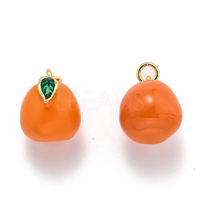 Brass Enamel Charms KK-O140-05G-1