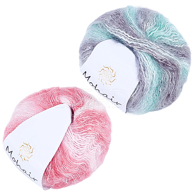 4 Skeins 2 Colors Segment Dyed Mohair Yarn OCOR-CY0002-51A-1