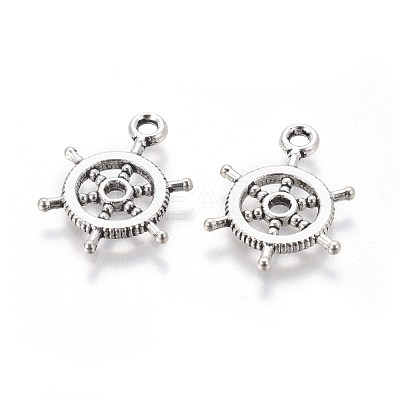 Tibetan Style Alloy Helm Pendants TIBEP-16625-AS-RS-1