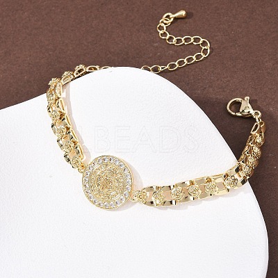 Brass Micro Pave Clear Cubic Zirconia Link Bracelets for Women BJEW-G769-01G-1