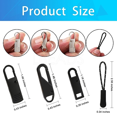 6Pcs Plastic Zipper Puller and 12Pcs Alloy Replacement pull-tab Accessories FIND-SZ0001-17-1