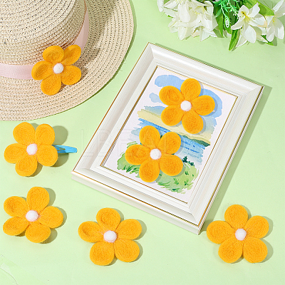 8Pcs Daisy Flower Wool Felt Fabric Costume Accessories AJEW-PH0008-82B-1