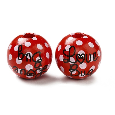 Printed Wood Round Beads WOOD-C012-01C-1