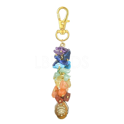 Chakra Gemstone Chips Pendant Decorations HJEW-JM01201-1