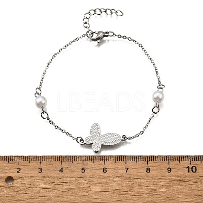 304 Stainless Steel Butterfly Link Bracelets BJEW-C098-01D-P-1