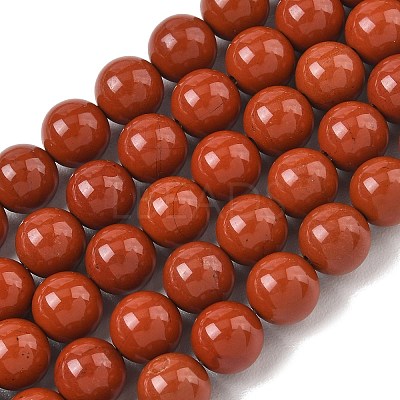 Grade A Natural Red Jasper Bead Strands X-G-P075-36-8mm-1