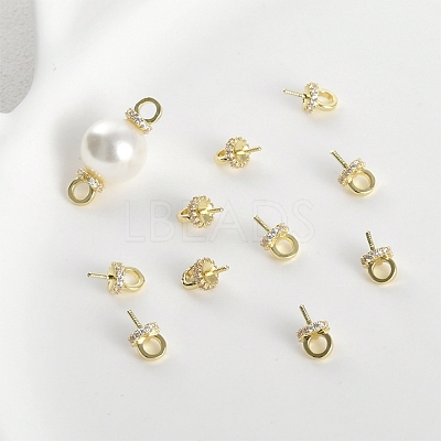 Brass with Cubic Zirconia Peg Bails KK-B087-13A-G-1
