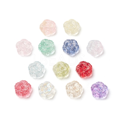 Spray Painted Transparent Glass Beads GLAA-D006-18-1