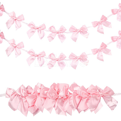 2Pcs Cloth Bowknot Hanging Banner for Christmas Tree Decoration AJEW-SP0002-82D-1