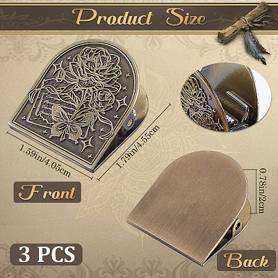 3 Bags Tibetan Style Zinc Alloy Decorative Binder Clips FIND-CP0004-02-1