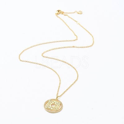 Brass Micro Pave Clear Cubic Zirconia Pendant Necklaces NJEW-J059-01G-1