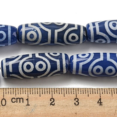Blue Tibetan Style dZi Beads Strands TDZI-NH0001-B12-01-1