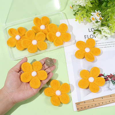8Pcs Daisy Flower Wool Felt Fabric Costume Accessories AJEW-PH0008-82B-1