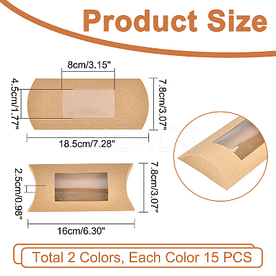 30Pcs 2 Colors Kraft Paper Pillow Candy Box CON-PH0002-49-1