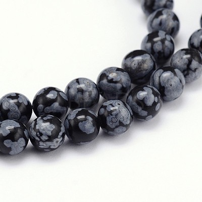 Natural Snowflake Obsidian Round Bead Strands G-J303-09-12mm-1