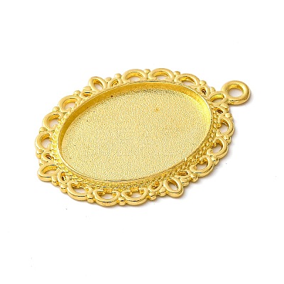 Tibetan Style Oval Alloy Pendant Cabochon Settings TIBEP-Q054-44G-RS-1