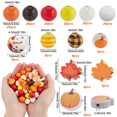 Painted Natural Wood Beads WOOD-SP0001-12-1