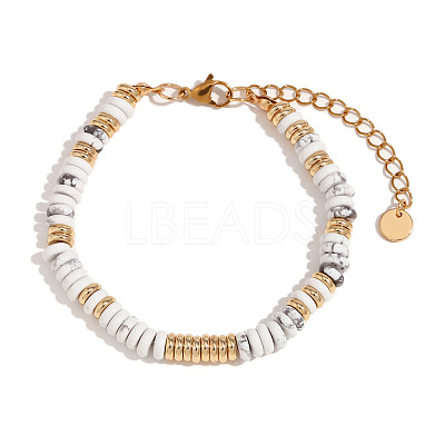 Retro  Synthetic Howlite & Stainless Steel Beaded Bracelets for Women NO5359-10-1