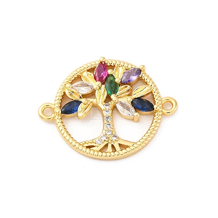 Brass Micro Pave Cubic Zirconia Connector Charms KK-S510-20G-1