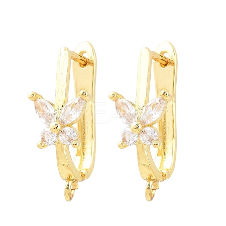 Brass Micro Pave Cubic Zirconia Hoop Earring Findings CU-CBAB5B4-05G-1
