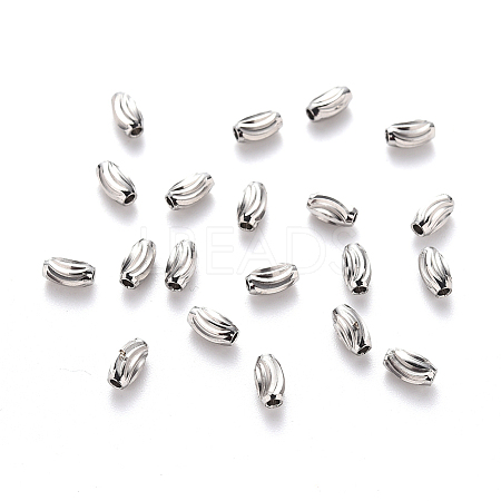 Non-Tarnish 201 Stainless Steel Corrugated Beads X-STAS-S103-16A-P-1