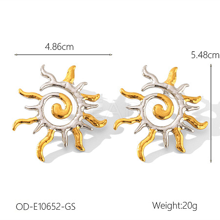Two Tone 304 Stainless Steel Stud Earrings WGC9B6D-02-1