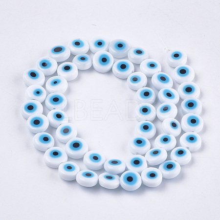 Handmade Evil Eye Lampwork Beads Strands X-LAMP-S191-02B-08-1