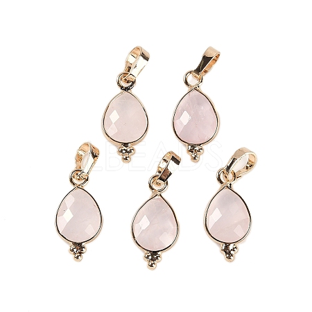 Natural Rose Quartz Faceted Pendans KK-L218-004G-03-1