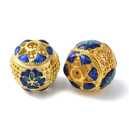 Rack Plating Brass Enamel Beads KK-P276-22B-G-1