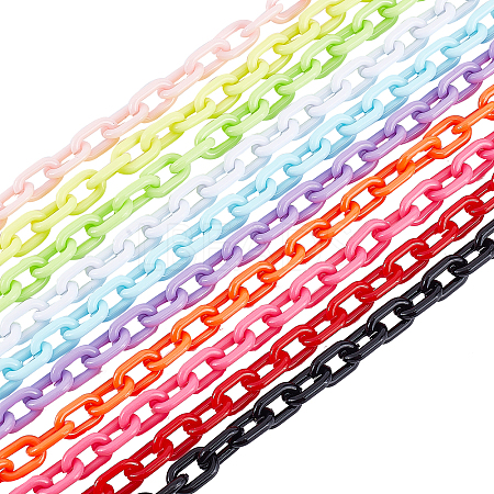   10 Strands 10 Colors Handmade Opaque Acrylic Cable Chains AJEW-PH0003-94-1