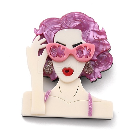 Girl with Glasses Brooch JEWB-M021-18-1