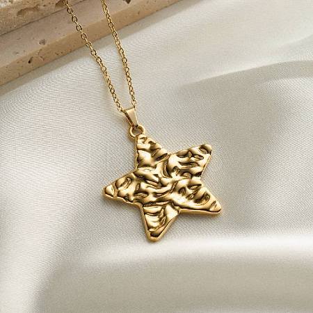 304 Stainless Steel Textured Pendant Necklaces for Women WG28923-02-1