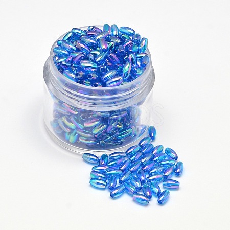 AB Color Plated Rice Electroplated Eco-Friendly Transparent Acrylic Beads PACR-I002-32-1