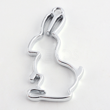 Rack Plating Alloy Rabbit Bunny Open Back Bezel Pendants PALLOY-S047-41D-FF-1